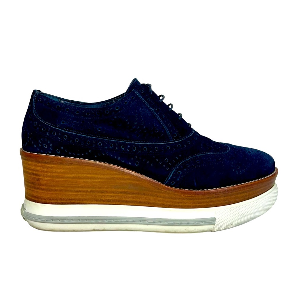 MIU MIU WEDGE WINGTIP PLATFORM OXFORD SHOES
